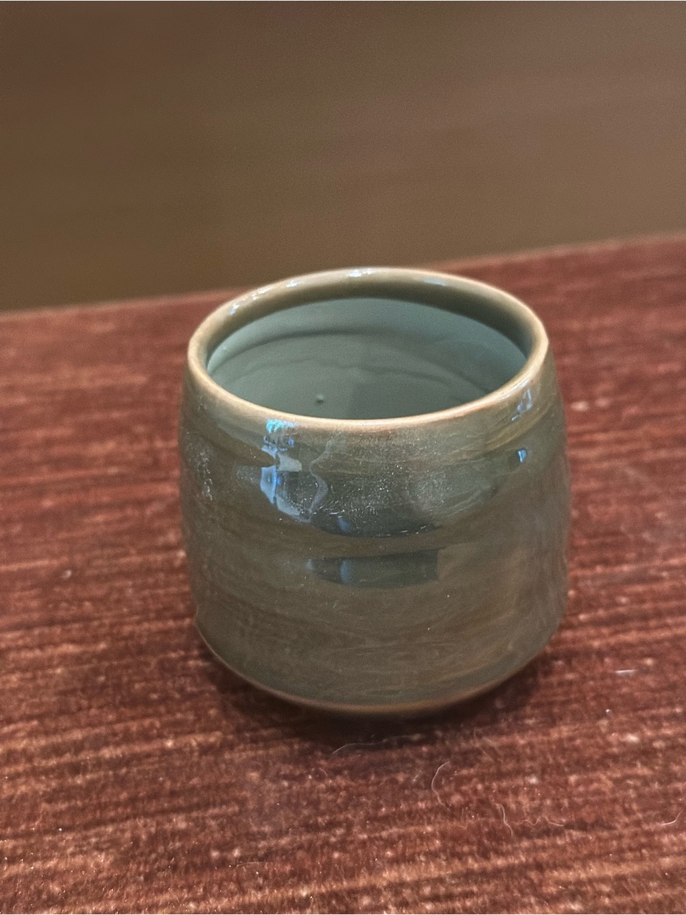 Handcrafted Glazed Ceramic Vase in Moss Green - Unbranded